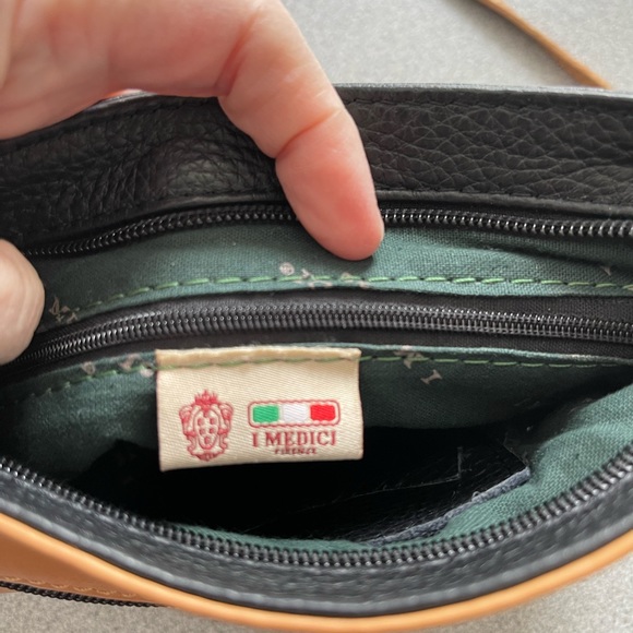 Vintage I Medici Firenze Black & Tan Leather Crossbody Bag - Picture 5 of 11